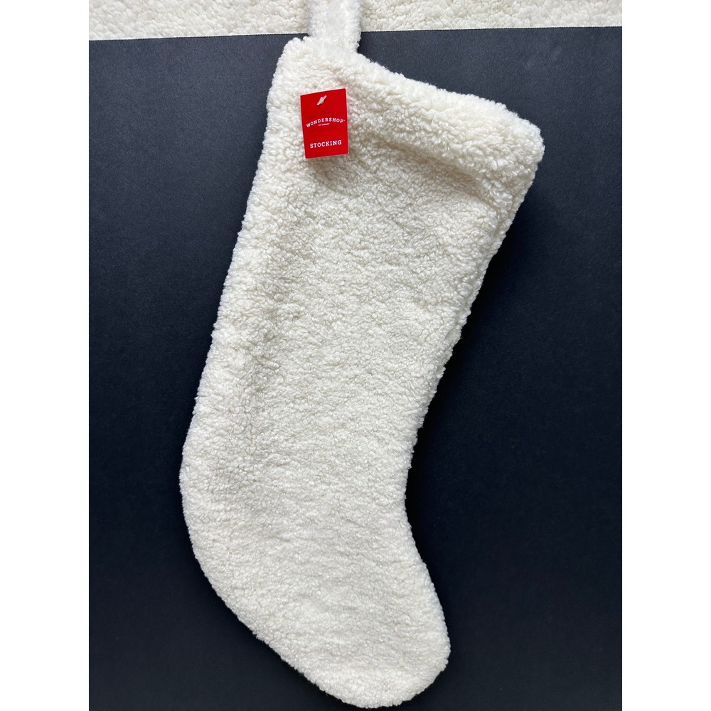 Wondershop Christmas Stocking Cream Sherpa Faux Fur Holiday Decor